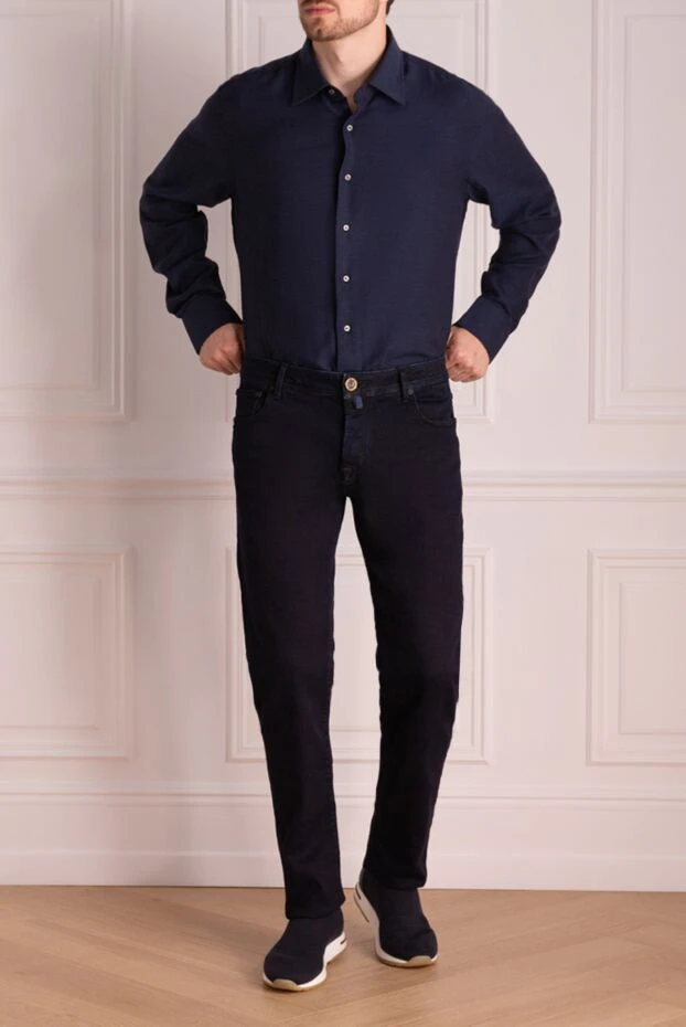 Alessandro Gherardi чоловічі рубашка з бавовни та кашеміру синя чоловіча купити фото з цінами 148978 - фото 2