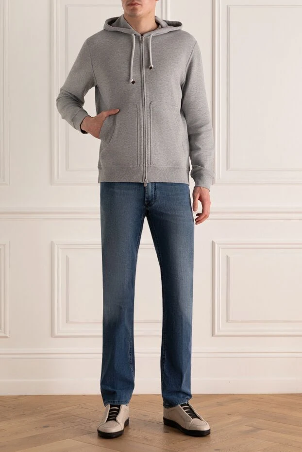 Джинсы из хлопка синие мужские - фото 2