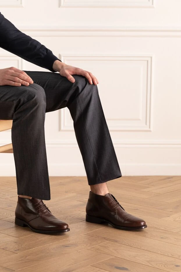 Stefano Ricci мужские ботинки из кожи коричневые 149028 - фото 2