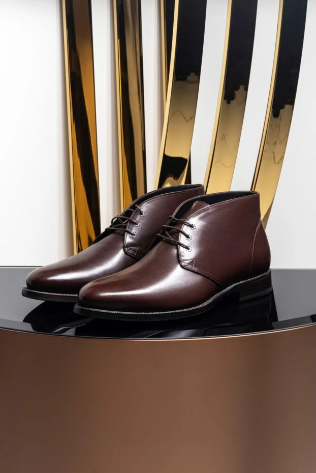 Мужские ботинки из кожи коричневые - фото 2