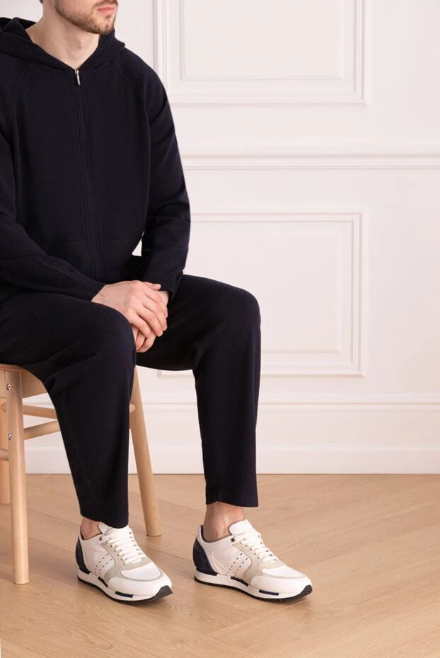 Stefano Ricci кроссовки из кожи белые мужские 149036 - фото 2