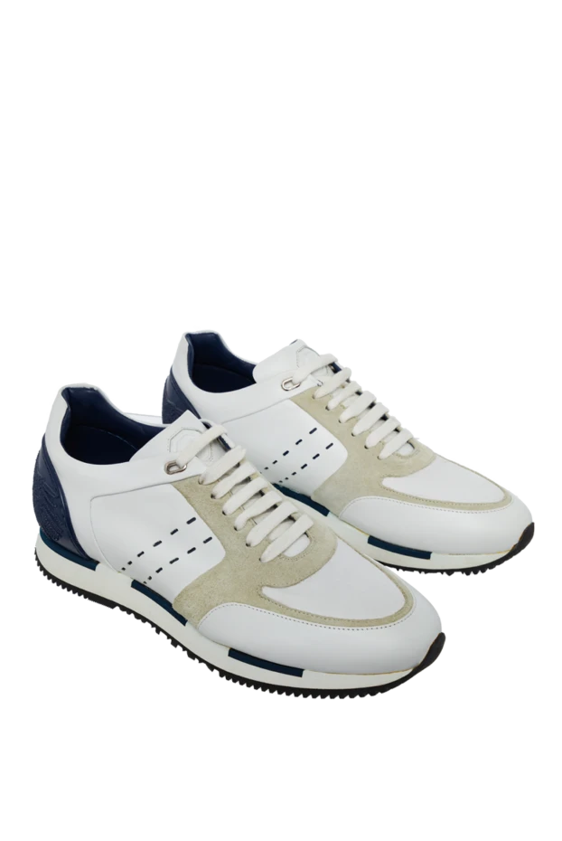 Stefano Ricci кроссовки из кожи белые мужские 149036 - фото 3