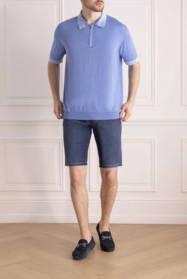 Stefano Ricci шорты из хлопка и льна синие мужские 149038 - фото 2