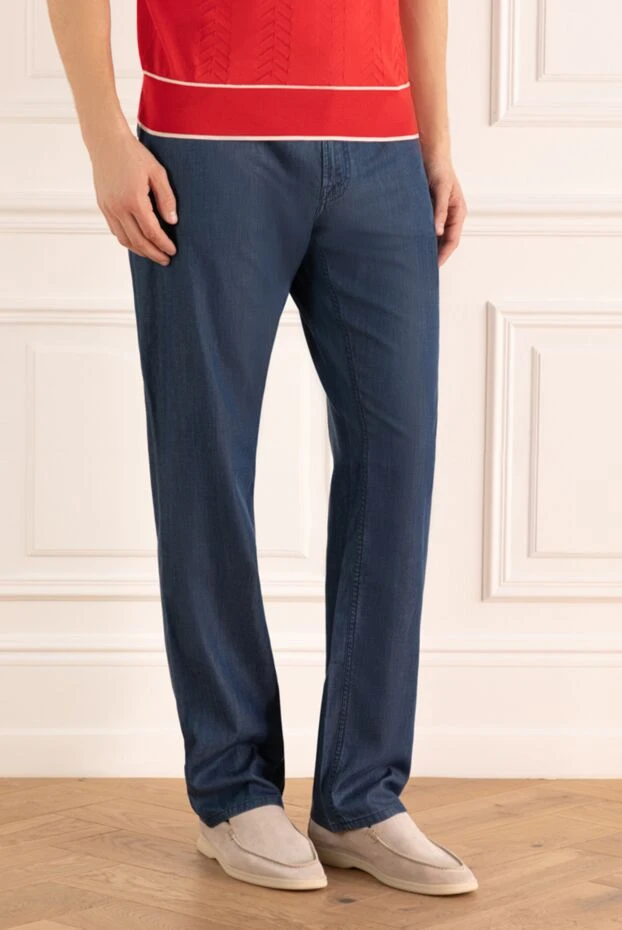 Stefano Ricci джинсы из хлопка и лиоцела синие мужские 149046 - фото 3