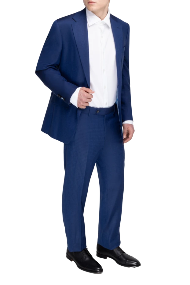 Stefano Ricci костюм чоловічий з вовни, шовку та кашеміру синій 149180 - фото 2