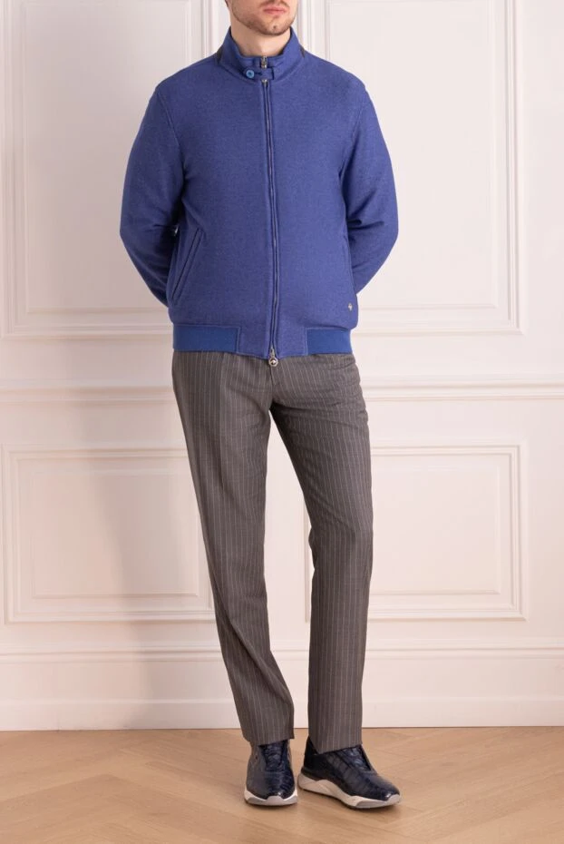 Blue cashmere and wool jacket for men - photo 2