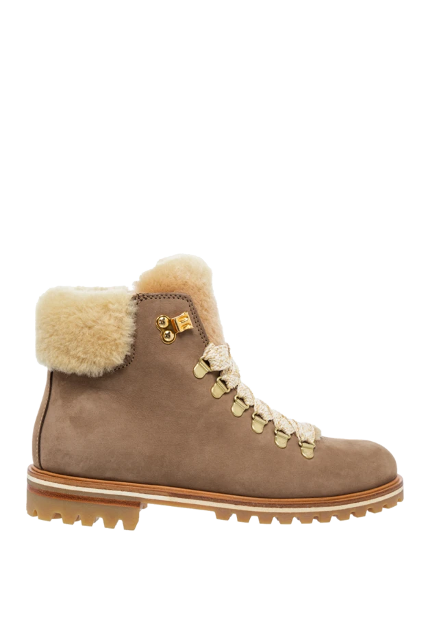 Women's beige nubuck boots with fur