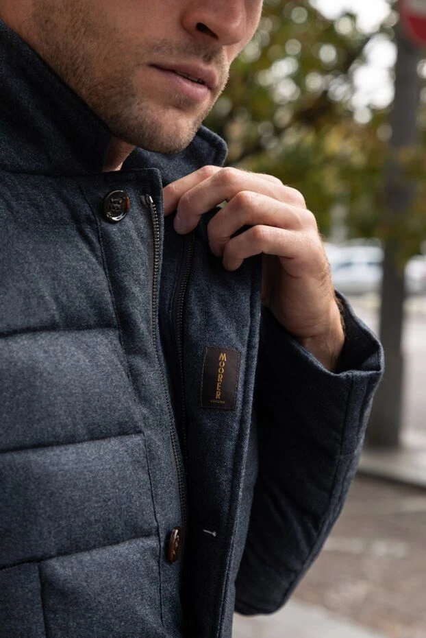 Moorer men's grey textured wool down jacket with stand-up collar and fitted silhouette 149228 - photo 3