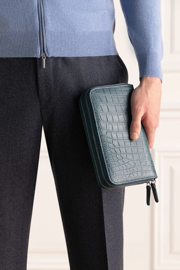 Cesare di Napoli man men's blue alligator leather clutch buy with prices and photos 149267 - photo 2