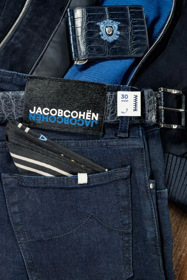 Ремень из кожи крокодила темно-синий мужской - фото 2