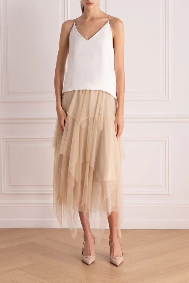 Peserico women's beige fiber midi skirt 149287 - photo 2