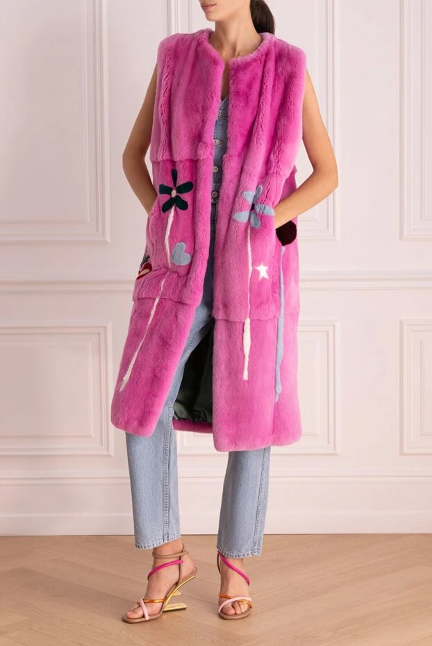 Daniela Vezza woman women's pink natural fur vest buy with prices and photos 149327 - photo 2