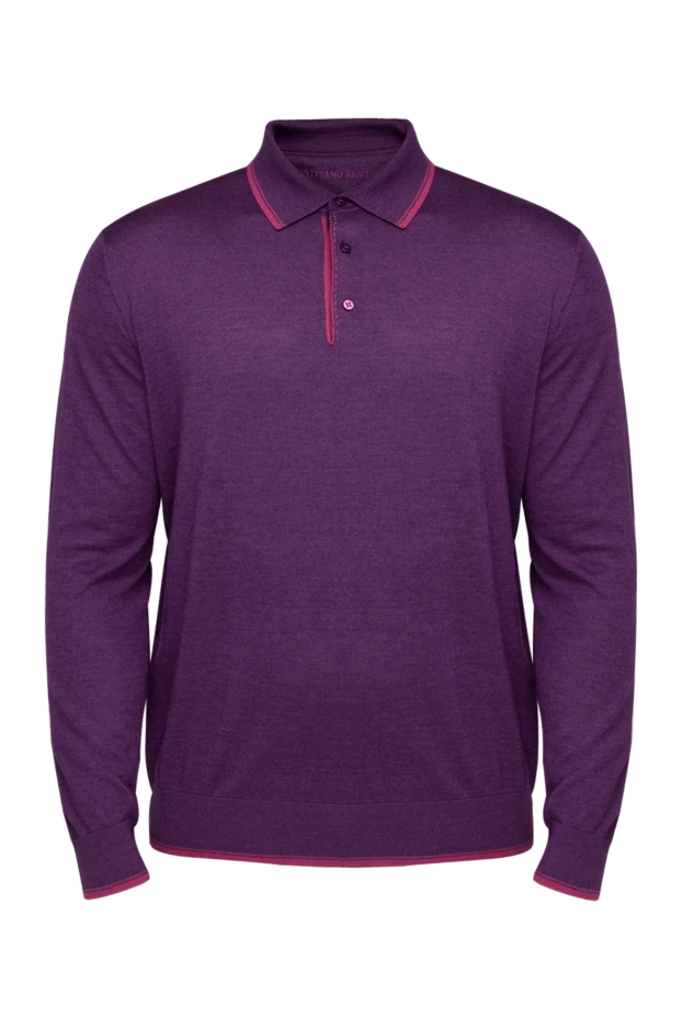 Stefano Ricci поло с длинным рукавом из шелка и кашемира бордовое мужское с длинным рукавом 149358 - фото 1