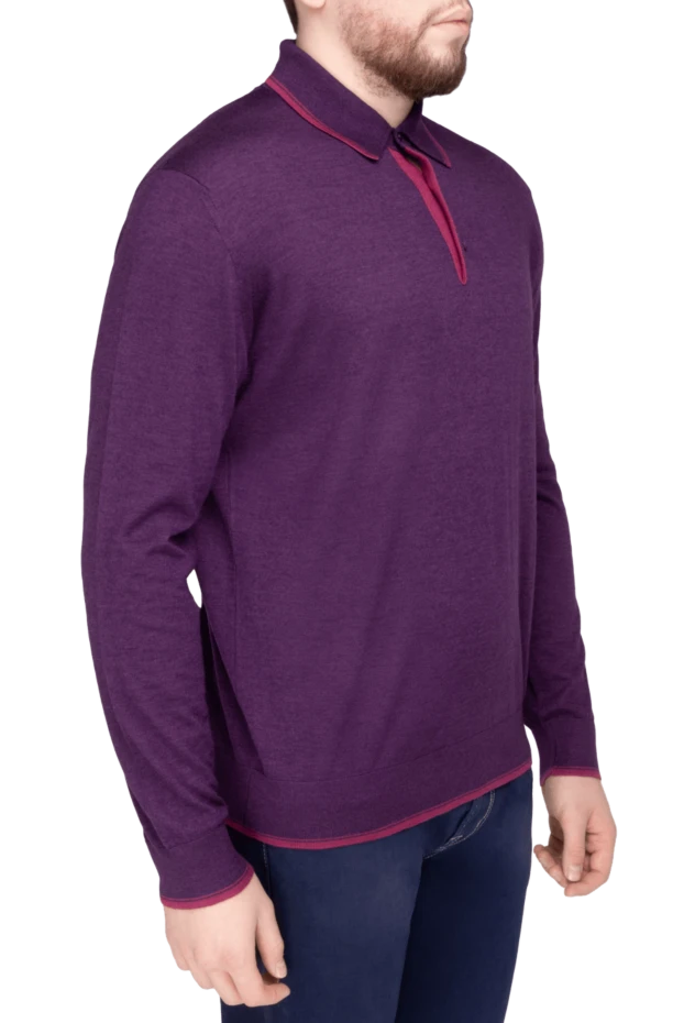 Stefano Ricci поло с длинным рукавом из шелка и кашемира бордовое мужское с длинным рукавом 149358 - фото 3