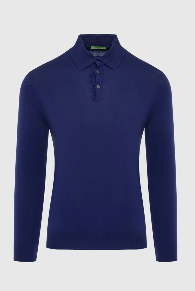 Dalmine men's long sleeve dark blue cotton polo shirt with buttons 196939 - photo 1
