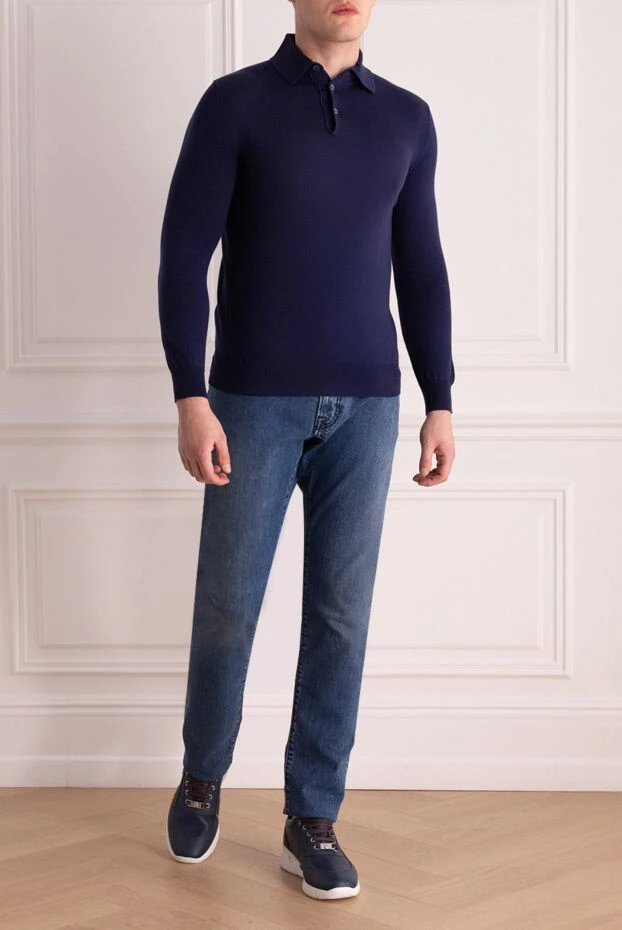 Dalmine man cotton long sleeve polo blue for men buy with prices and photos 149376 - photo 2