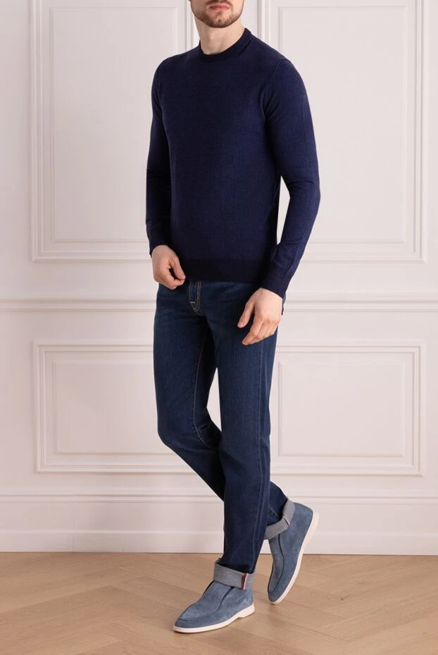 Dalmine man wool, silk and cashmere jumper blue for men buy with prices and photos 149382 - photo 2