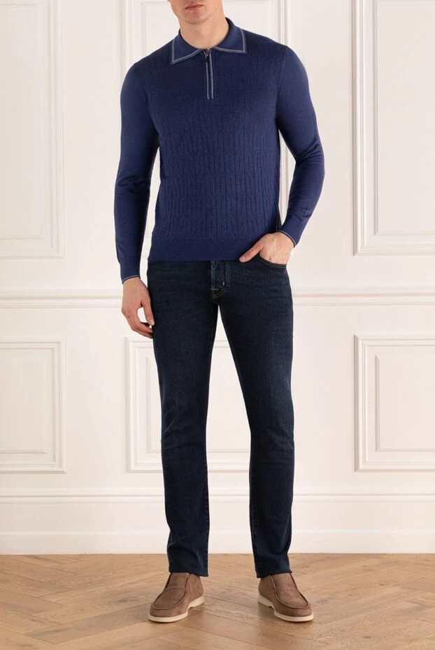 Dalmine мужские поло с длинным рукавом из шерсти, шёлка и кашемира синее мужское купить с ценами и фото 149386 - фото 2