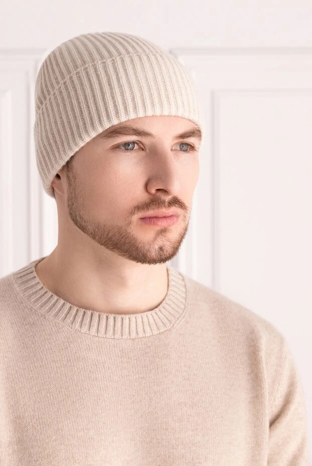 Drumohr man white cashmere hat for men 149417 - photo 2