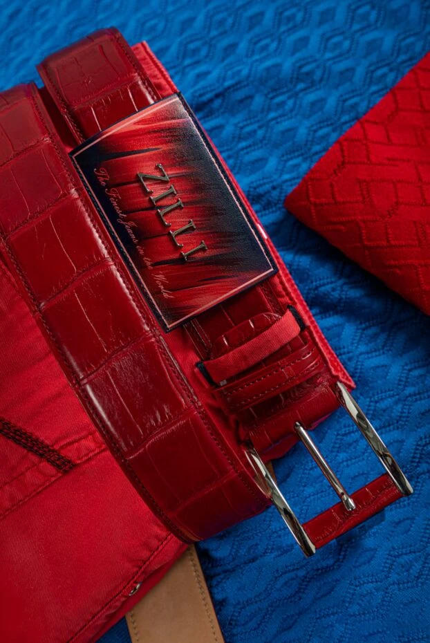 Tardini bright burgundy crocodile leather belt for men 149515 - photo 2