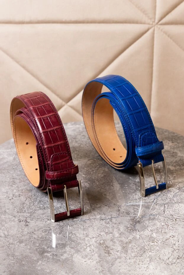 Tardini bright burgundy crocodile leather belt for men 149515 - photo 3