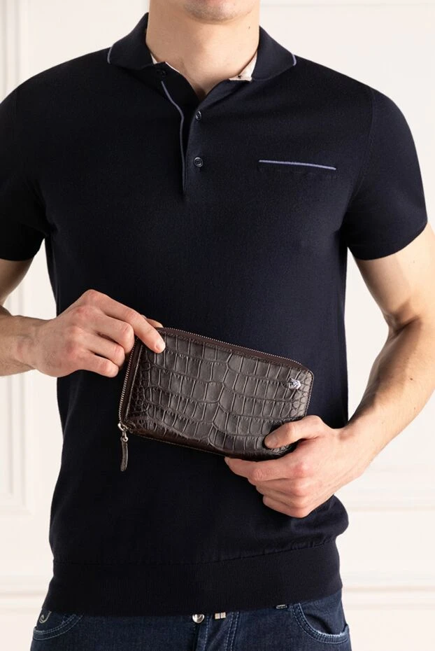 Tardini man men's brown alligator leather clutch buy with prices and photos 149517 - photo 2