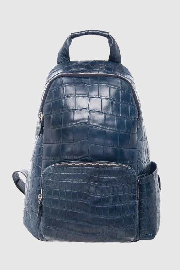 Backpack made of crocodile leather blue for men