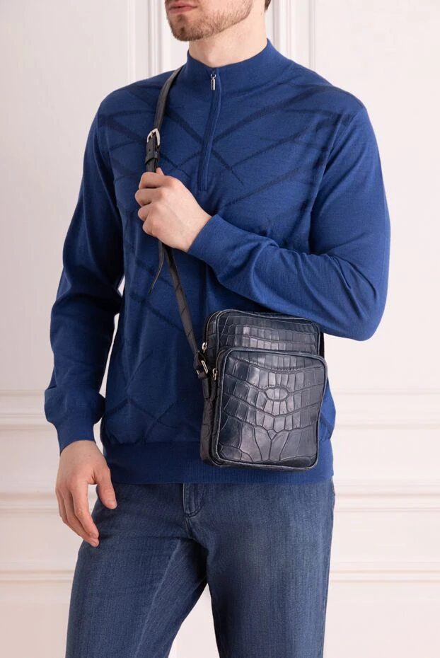 Cesare di Napoli man blue alligator leather shoulder bag for men buy with prices and photos 149536 - photo 2