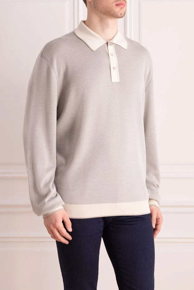 Stefano Ricci long-sleeved polo from silk and cashmere gray for men 149553 - photo 3