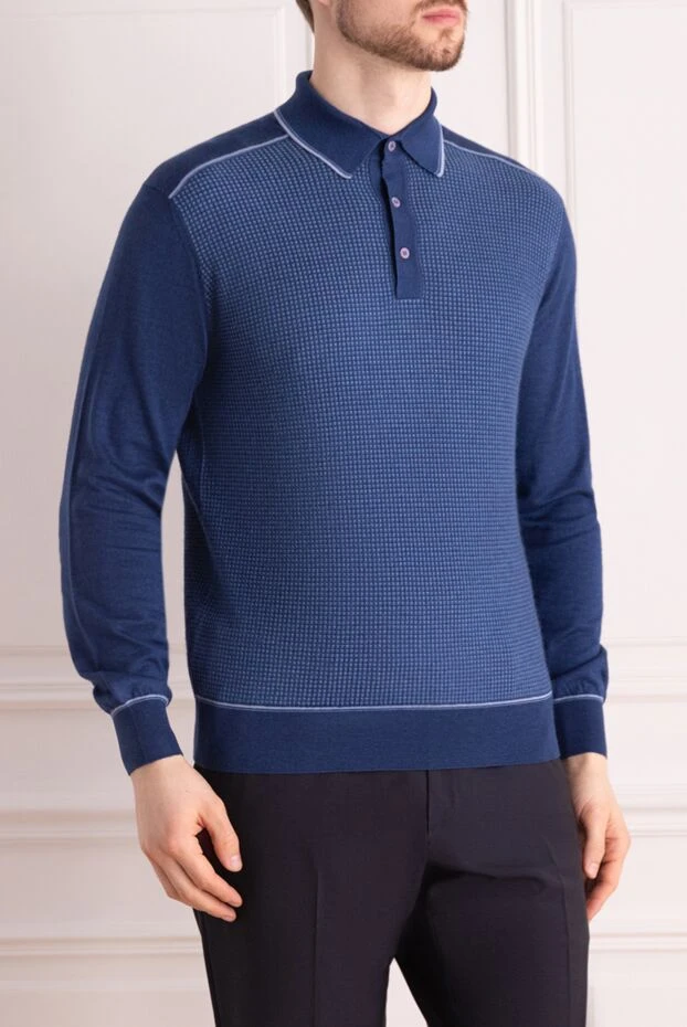 Stefano Ricci long-sleeved silk and cashmere polo blue for men 149554 - photo 3
