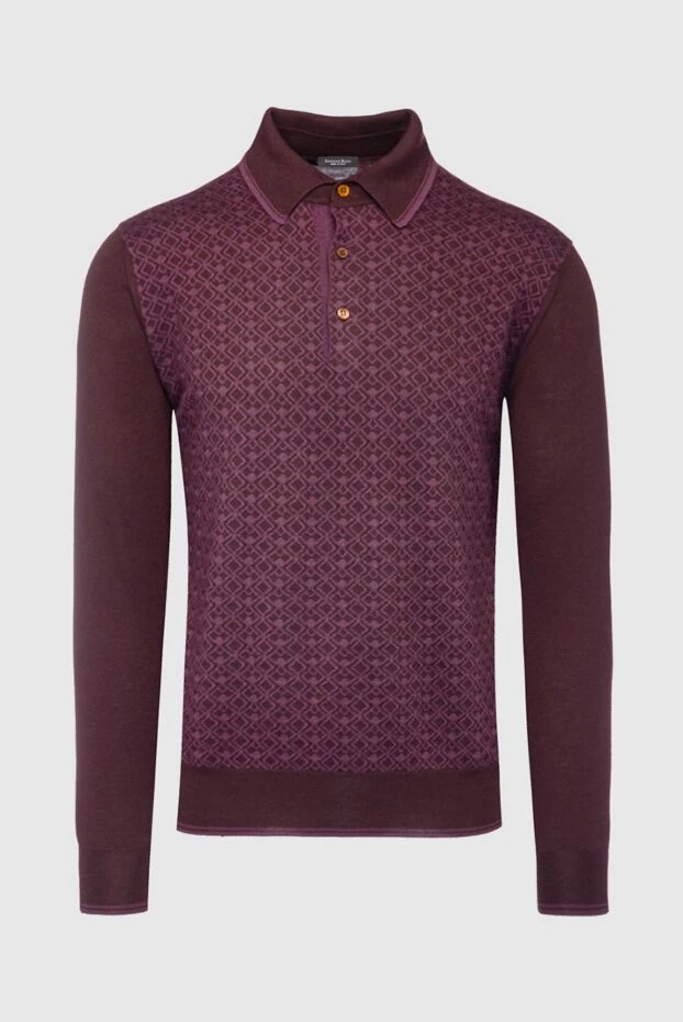 Поло з довгим рукавом з шовку та кашеміру коричневе чоловіче - фото 1