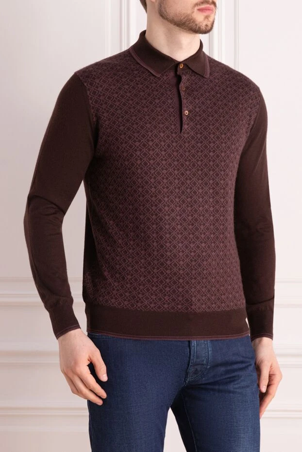 Stefano Ricci long-sleeved polo from silk and cashmere brown for men 149559 - photo 3