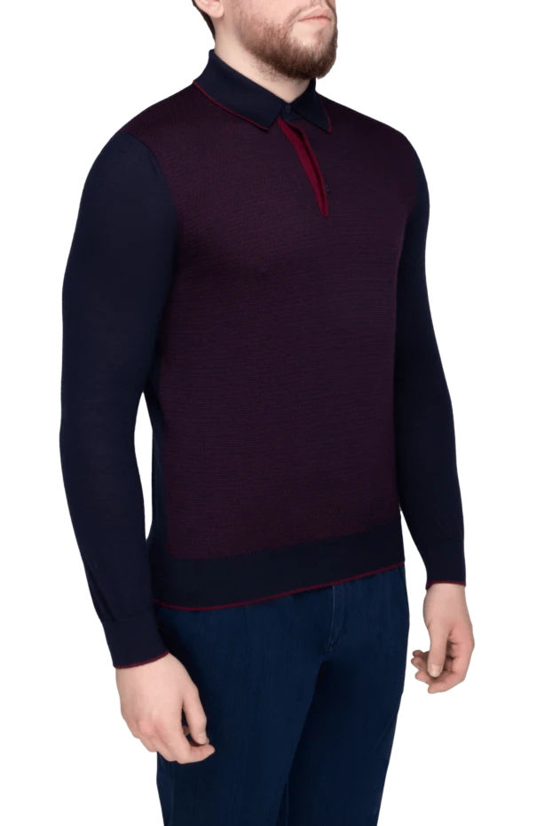 Stefano Ricci long-sleeved polo from silk and cashmere burgundy for men 149560 - photo 3