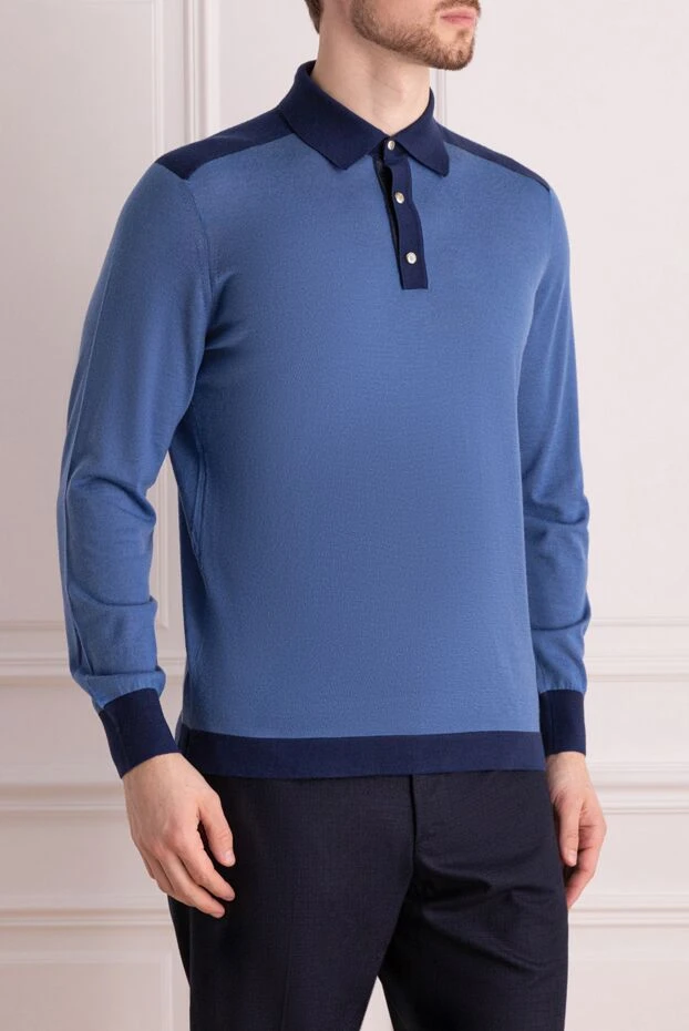 Stefano Ricci long-sleeved cashmere polo shirt blue for men 149567 - photo 3
