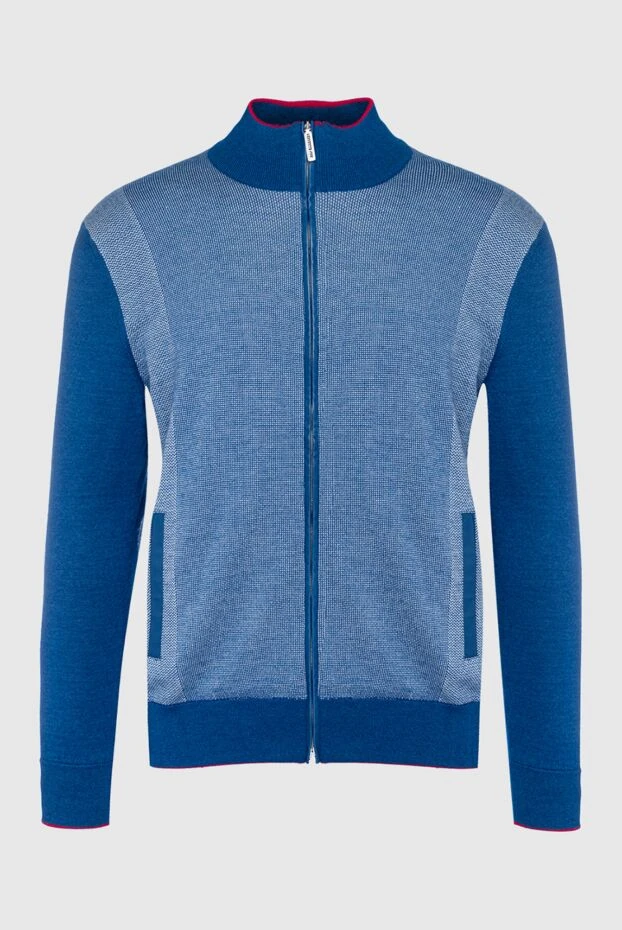 Кардиган чоловічий з кашеміру та шовку синій - фото 1