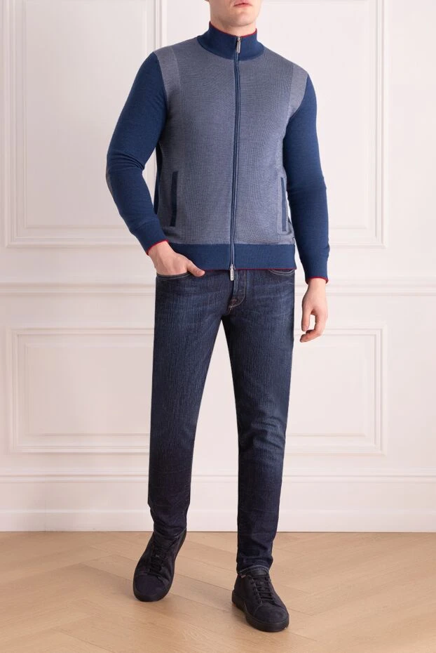 Stefano Ricci cardigan for men made of cashmere and silk blue 149574 - photo 2