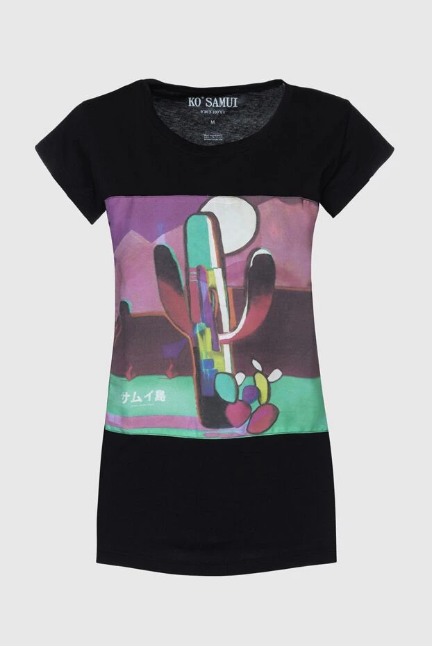 Ko Samui women's cotton black t-shirt with cactus print 149616 - photo 1