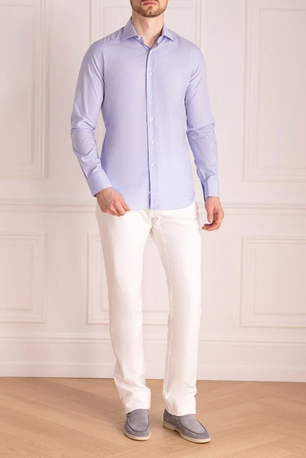 Alessandro Gherardi мужские сорочка из хлопка голубая мужская купить с ценами и фото 149728 - фото 2