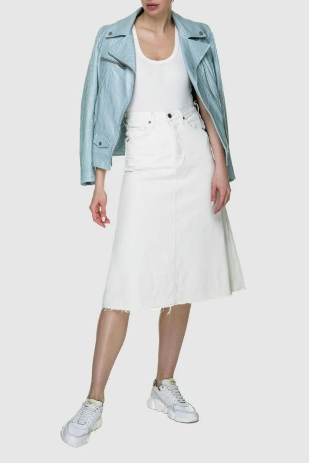DROMe женские куртка из натуральной кожи голубая женская купить с ценами и фото 149745 - фото 2