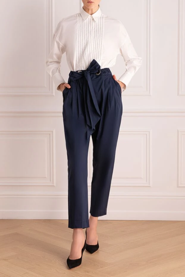 D.Exterior woman blue cotton and polyamide trousers for women 149802 - photo 2