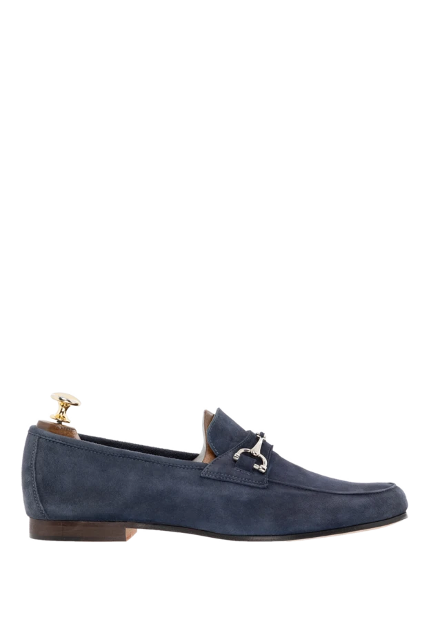 Blue suede loafers for men