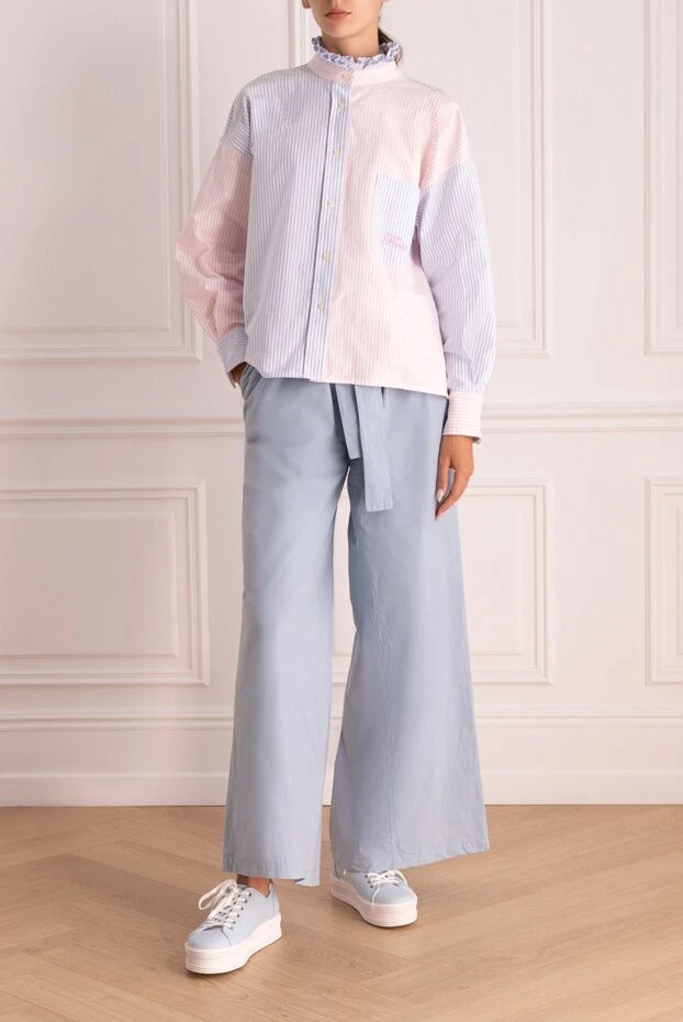 Erika Cavallini woman blue cotton trousers for women buy with prices and photos 149886 - photo 2