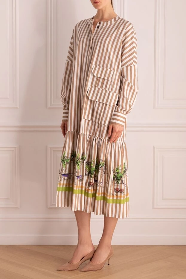 Erika Cavallini женские платье из хлопка бежевое женское купить с ценами и фото 149892 - фото 2