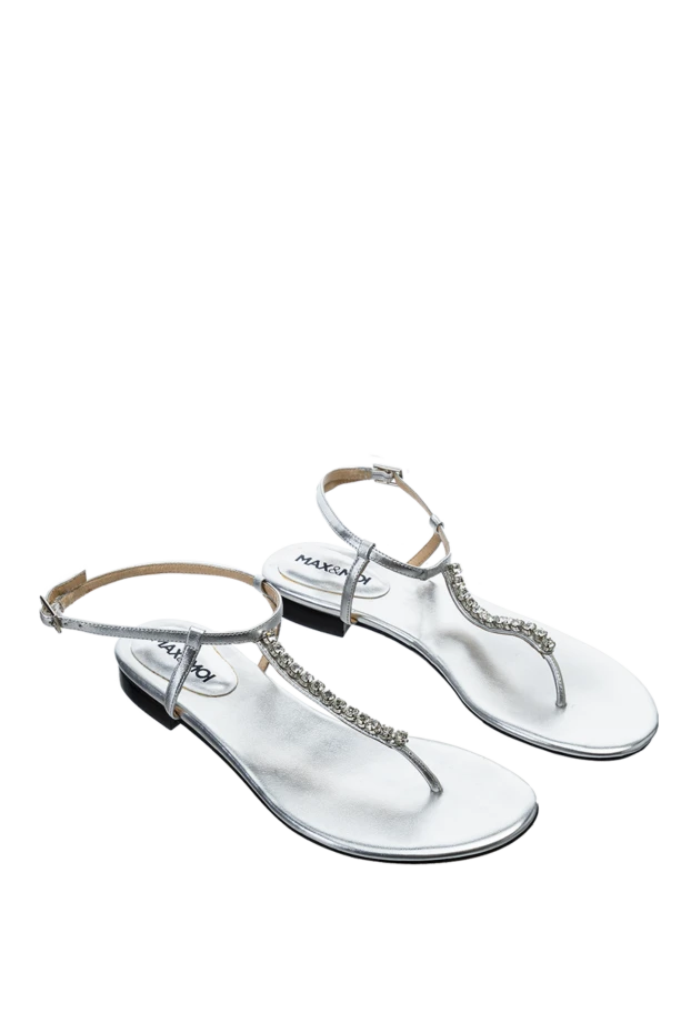 Max&Moi woman women's leather sandals with thin straps and rhinestones, gray 149964 - photo 3