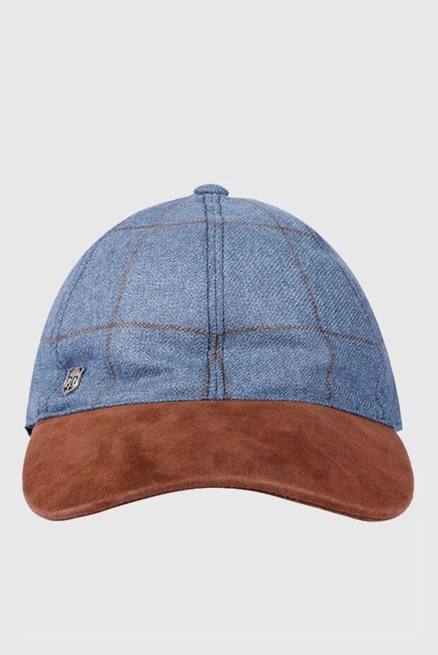 Corneliani man cap made of wool and genuine leather blue for men 150014 - photo 1