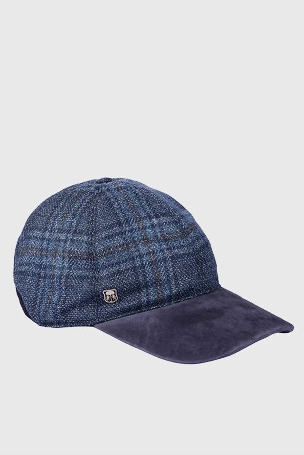 Corneliani man cap made of wool, silk and genuine leather blue for men buy with prices and photos 150019 - photo 1