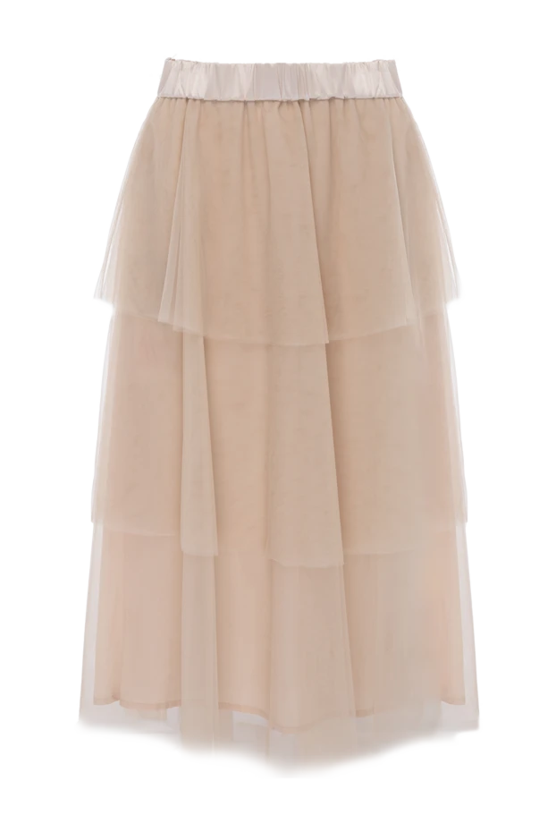 Peserico women's beige skirt with ruffles and white belt 150048 - photo 1