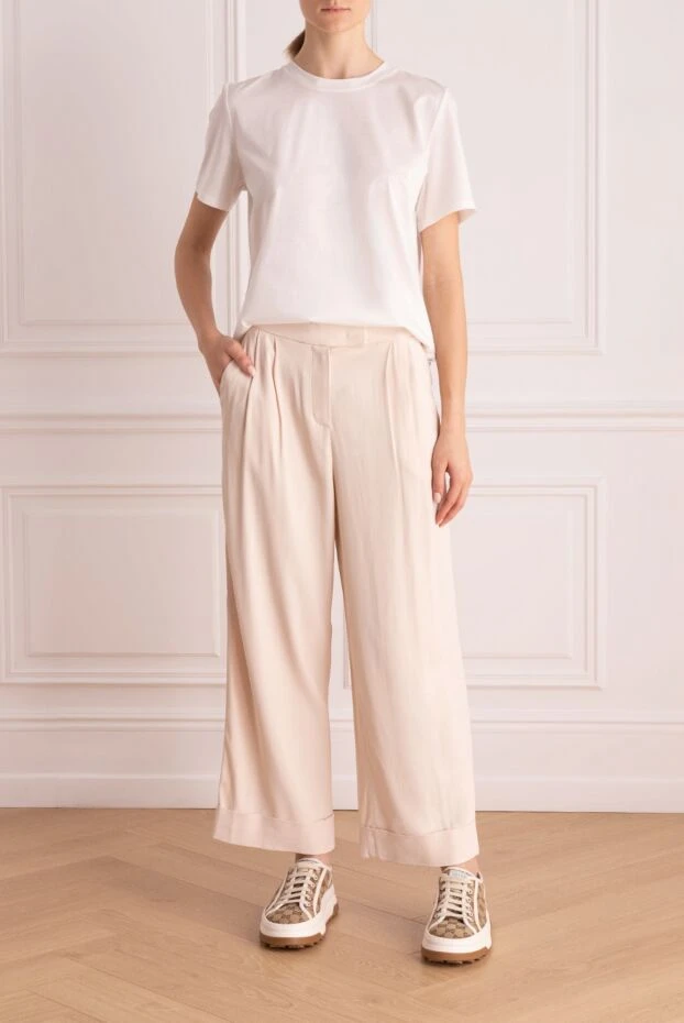 Peserico woman beige viscose trousers for women buy with prices and photos 150050 - photo 2