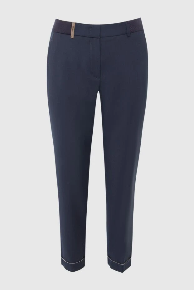 Peserico женские брюки из шерсти синие женские купить с ценами и фото 150081 - фото 1