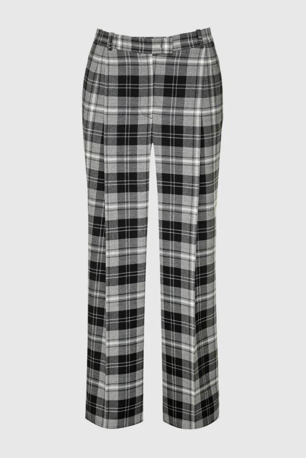 Women's wool checkered pants gray